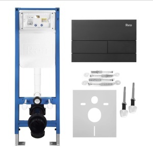 Set Cadru Îngropat Slim 024N pentru WC cu Buton T Black Matt