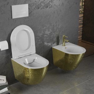 Set vas WC + Bideu FLSK White/Gold scaly - Img 2
