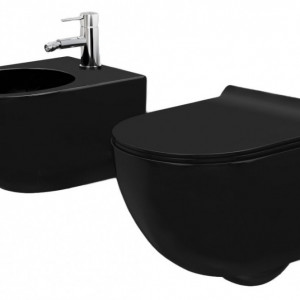 Set vas WC Carlo Mini Black MAT + Bideu Carlo Black - Img 1