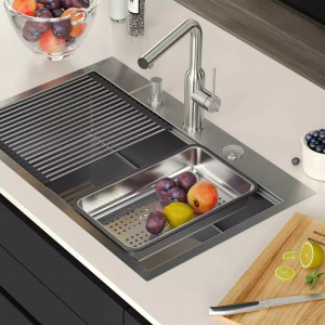 Statie de lucru incastrata Quadron Unique Burt inox periat 76x49 cm - Img 4