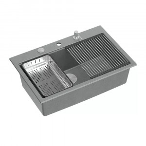 Statie de lucru incastrata Quadron Unique Marc gri - inox 76x50 cm - Img 2