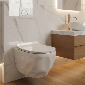Vas de WC suspendat cu capac Gustavo Rimless alb lucios - Img 4
