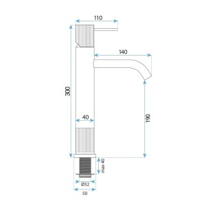 Baterie baie Lungo Stripe Brush Nickel – baterie înaltă pentru lavoar cu finisaj nichel periat | disponibilă pe Deppo - Img 4