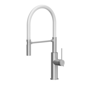 Baterie bucatarie cu pipa flexibila Slim Gemma inox - alb - Img 1