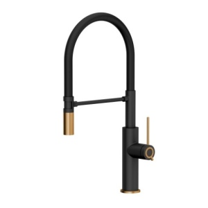 Baterie bucatarie cu pipa flexibila Slim Gemma negru carbon - cupru - Img 1