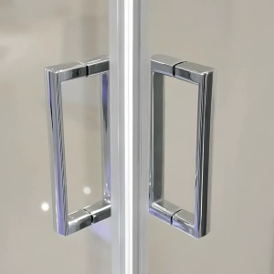 Cabină de duș culisantă, FMR05, sticlă securizată gri mat 5 mm, cadru aluminiu cromat - Img 6