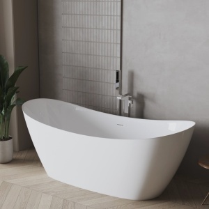 Cada freestanding 150x75 cm acril sanitar alb – design oval modern | deppo.ro