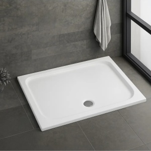 Cadita de dus dreptunghiulara slim din acril Belmond White 120 x 90 cm alba - Img 2