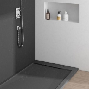 Cădiță de duș STONE 120×90 cm – Marmură Turnată, Negru Mat - Img 2