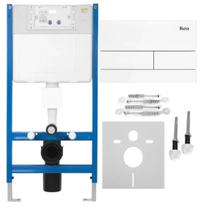 Cadru WC încastrat K011A-Q Rea cu buton T White Glass