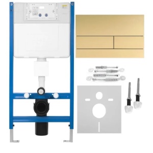 Cadru WC încastrat Rea cu buton T Brush Gold