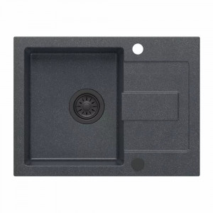 Chiuveta compozit incastrata Quadron Pop Christian 116 negru - black dotted 60x45 cm - Img 3