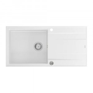 Chiuveta compozit incastrata Quadron Unique Evan 146 XL alb - inox 100x50 cm - Img 2