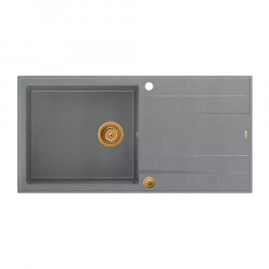 Chiuveta compozit incastrata Quadron Unique Evan 146 XL gri - cupru 100x50 cm - Img 3