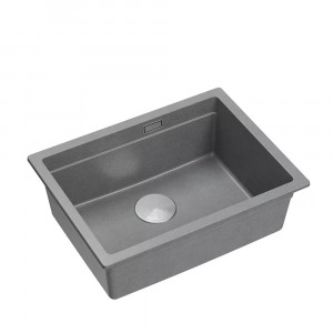 Chiuveta compozit sub blat Quadron Logan 100 gri - inox 59.5x45.1 cm - Img 1