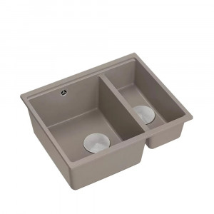 Chiuveta compozit sub blat Quadron Logan 150 bej - inox 56x46 cm - Img 1