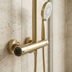 Coloana de dus cu termostat Drop Brush Gold - Img 4