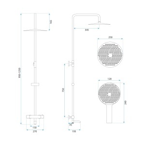 Coloana de dus cu termostat Lungo Diamond Copper - Img 4