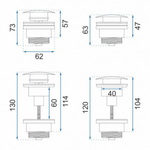 Dop pentru lavoar universal click-clack Rea Alb - Img 3