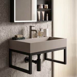 Lavoar din compozit Rea GOYA TAUPE 50CM + Cadru - Img 4