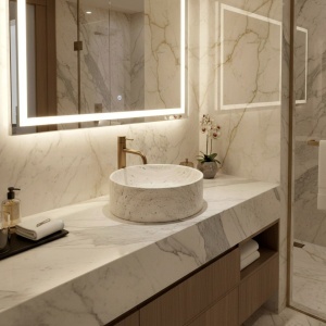 Lavoar pe blat Destiny – design natural sculptural și compozit premium | Deppo - Img 5