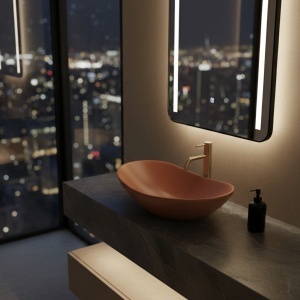 Lavoar pe blat Royal Cinnamon Matt – lavoar ceramic mat cu design elegant pentru baie | disponibil pe Deppo - Img 4