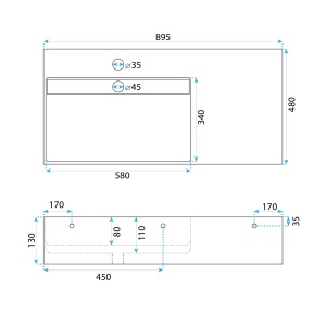 Lavoar pentru blat Archi 90 CM Grey MATT - Img 3