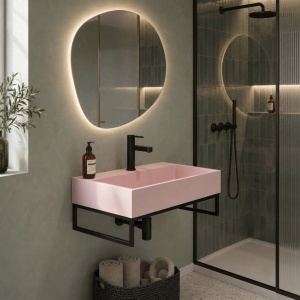 Lavoar pentru blat GOYA PINK 60CM + Cadru - Img 3