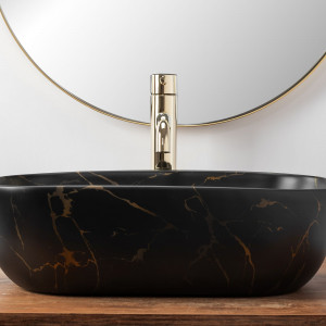 Lavoar pentru blat Rea Belinda Black Marble Mat - Img 8