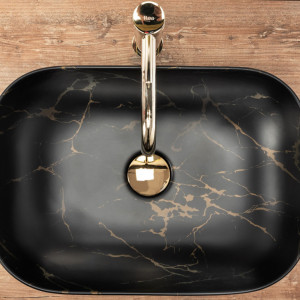 Lavoar pentru blat Rea Belinda Black Marble Mat - Img 4