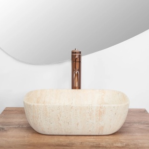 Lavoar pentru blat Rea BELINDA MINI TRAVERTINE MATT - Img 4