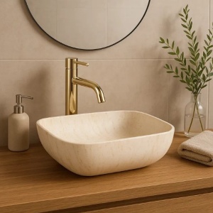 Lavoar pentru blat Rea Freja Travertine Matt - Img 2
