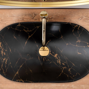 Lavoar pentru blat Rea Royal 60 Black Marble Mat - Img 8