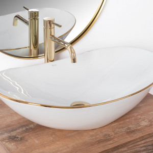 Lavoar pentru blat Rea Royal Auriu Edge - Img 6