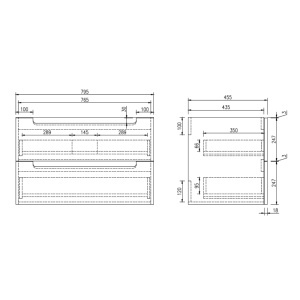 Mobilier lavoar suspendat alb cu blat din cașmir LINDA 60 cm  - Img 4