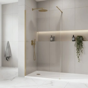 Paravan de dus Rea Flexi Transparent / Brush Gold - Img 5