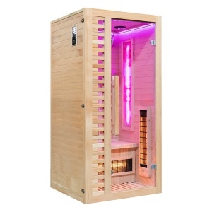 Saună cu infraroșu C1ST 90×90 cm cu piatră de sare, turmalină, LED și Bluetooth – saună uscată 1 persoană | Deppo - Img 4