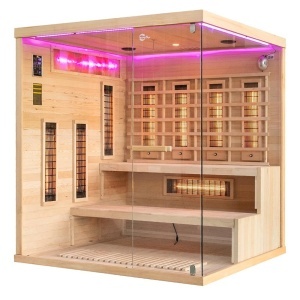 Saună cu infraroșu EP4RS pentru 4 persoane cu piatră de sare Himalaya, cromoterapie LED și Bluetooth – saună uscată low‑temperature, cabină wellness | Deppo - Img 7
