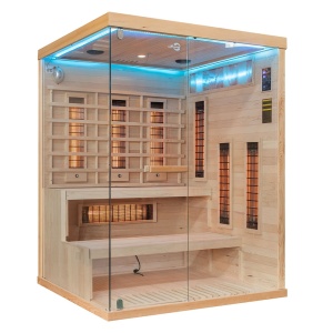 Saună cu infraroșu pentru 3 persoane cu cromoterapie LED și Bluetooth – saună uscată low-temperature, cabină wellness premium | Deppo - Img 5