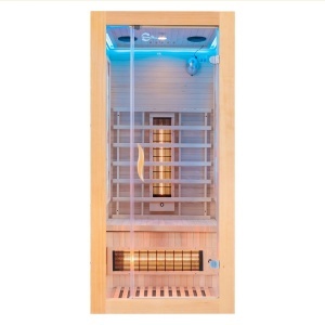Saună cu infraroșu și piatră de sare pentru 1 persoană 90×90 cm – cromoterapie LED, Bluetooth | Deppo - Img 3