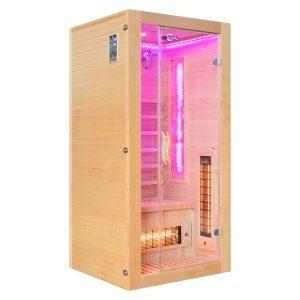 Saună cu infraroșu și piatră de sare pentru 1 persoană 90×90 cm – cromoterapie LED, Bluetooth | Deppo - Img 13