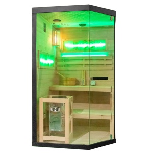 Sauna finlandeza cu temperatura inalta si soba Harvia 3.5kW pentru 1-2 persoane Lark 120 x 120 cm - Img 10