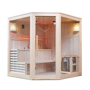 Sauna finlandeza cu temperatura inalta si soba Harvia 8kW pentru 5-6 persoane Bodo 180 x 180 cm - Img 3