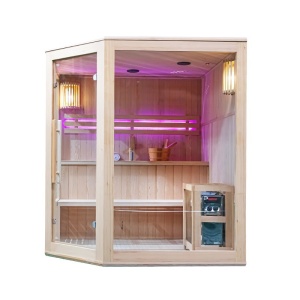 Sauna finlandeza cu temperatura inalta si soba Harvia 8kW pentru 5-6 persoane Bodo 180 x 180 cm - Img 13