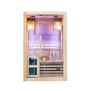 Saună finlandeză KEMI1 120×105 cm cu sobă HARVIA 3.5 kW – 1-2 persoane, saună tradițională, Hemlock, cromoterapie, Bluetooth | Deppo - Img 2