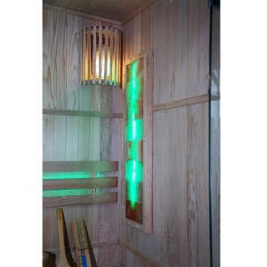 Saună finlandeză KEMI1 120×105 cm cu sobă HARVIA 3.5 kW – 1-2 persoane, saună tradițională, Hemlock, cromoterapie, Bluetooth | Deppo - Img 12