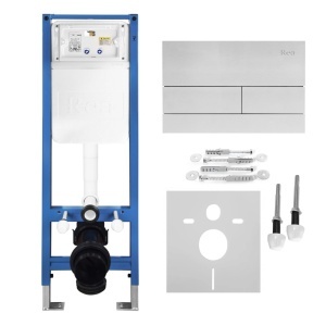 Set Cadru Îngropat Slim 024N pentru WC cu Buton T Brush Steel