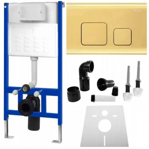 Set cadru pentru vas de toaletă cu buton F Gold