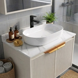 Set de mobilier de baie cu blat Marti 60cm Beige - Img 4