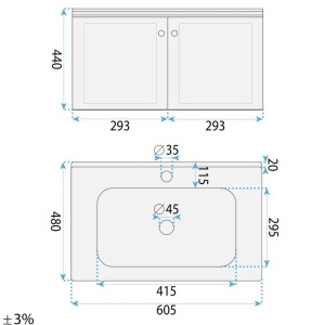Set mobilier de baie cu lavoar Monti 60cm Grey - Img 6